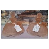 11 - TWO PINK DEPRESSION GLASS LADY LAMP SHADES