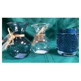43 - NEW WMC THREE GLASS VASES (A182)