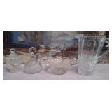 N3 - VTG PITCHER, CRUET, JAM JAR, PEDESTAL DISH