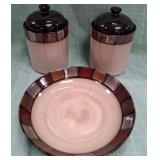 11 - TAOS CERAMIC CANISTERS & DISH (D85)