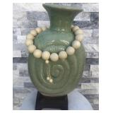 11 - CELADON CERAMIC PILLAR CANDLE HOLDER (A4)
