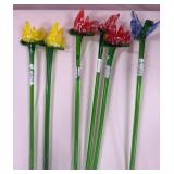 11 - SIX ART GLASS FLOWERS (C76)