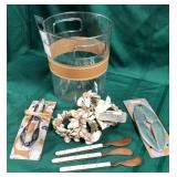 43 - NEW WMC ICE BUCKET, UTENSILS, NAPKIN RINGS