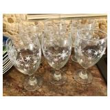 S2 - SIX SNOWFLAKE ETCHED STEMMED GOBLETS