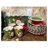 S2 - CHRISTMAS DISHES W/ MUGS PLATES & BOWL (K3)