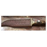 S2 - BOWIE KNIFE W/ BRASS GUARD & LEATHER SHEATH