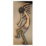 S2 - DOT PAINTED WOOD KOKOPELLI WALL ART (M63)