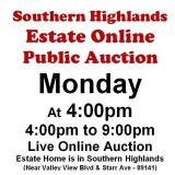 WELCOME TO OUR MON. @4pm ONLINE PUBLIC AUCTION