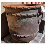 S2 - LARGE RIVETED TERRA COTTA PLANTER POT (Y1)