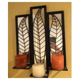 S2 - METAL LEAF MIRROR CANDLE WALL SCONCE