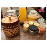 S2 - CANDLES & WOODEN LIDDED SUGAR BARREL (K42)