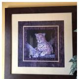 S2 - FRAMED LEOPARD PRINT SIGNED 31"SQ (M56)