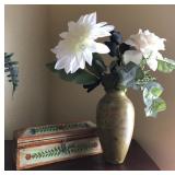S2 - PAINTED WOOD BOX & VASE W/ FLORALS (M15)