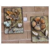 S2 - TWO METAL FLOWER WALL ART PANELS (Y11)