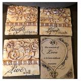 S2 - FOUR RESIN GARDEN PLAQUES W/ ROSES (M51)
