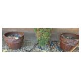 S2 - TWO LARGE TERRA COTTA PLANTERS (Y7)