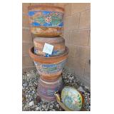S2 - TERRA COTTA PLANTERS & METAL SNAIL (Y42)