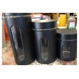 S2 - TAHARI 3 PC BLACK CANISTER SET W/ WINDOWS