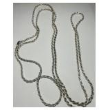 STERLING SILVER 60INCH D/C ROPE CHAIN 67.40GRS