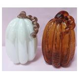 548 - TWO ART GLASS PUMPKINS (B39)