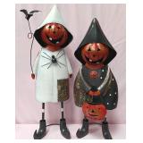 548 - TWO FOLK ART JACK-O-LANTERN FIGURINES (B17)