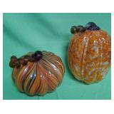 548 - TWO ART GLASS PUMPKINS (A89)