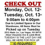 AUCTION PICK UP DAYS & HOURS