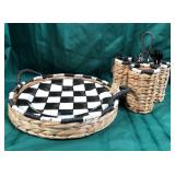 43 - NEW WMC MUD PIE WOVEN PLATTER & CADDY SET