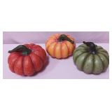 548 - THREE DECORATIVE PUMPKINS (B44)