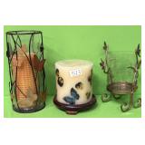 513 - LOT OF BUTTERFLY CANDLE HOLDERS & CANDLES
