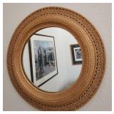 502 - ROUND WALL MIRROR WITH RATTAN FRAME