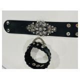 H -BLACK LEATHER BRACELETS