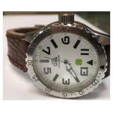 11 - SMOKY BRAND LEATHER BAND DIVER STYLE WATCH