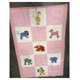 11 - HANDMADE APPLIQUE ELEPHANT BABY QUILT (102)