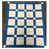 11 - VINTAGE EMBROIDERED ALPHABET BABY QUILT (103)