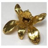 313 - GOLD TONE ORCHID FLOWER BROOCH (19)