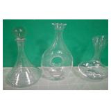 N - THREE GLASS DECANTER/ CARAFES (D100)