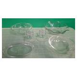 N - LOT OF VINTAGE GLASS BOWLS & CANDLE HOLDERS