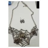 GOTHIC STYLE SPIDER WEB NECKLACE AND EARRINGS