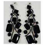 H -EXPRESS BLACK STONES EARRINGS