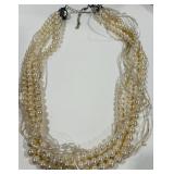 H -MULTI-STRAND NECKLACE FAUX PEARL BEADS