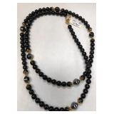 11 - BLACK BEAD & HEMATITE STYLE NECKLACE (155)