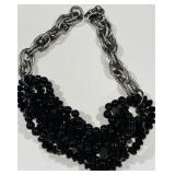 H -SILVER-TONE MULTI-STRAND BEADS NECKLACE