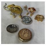 N - ELEPHANT & CAMEL FIGURINES W/ TRINKET BOXES