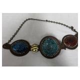N - CHIPOS LEATHER CHAIN BELT W/ ENAMEL MEDALLIONS