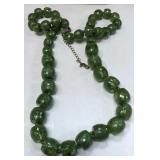 11 - GREEN FACETED BEAD NECKLACE W/ EXTENDER