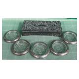 11 - VINTAGE COASTER SET & KEEPSAKE BOX (D57)