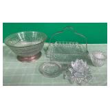 11 - VINTAGE BOWL, RELISH DISH, VOTIVE HOLDERS