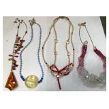 11 - BEADED NECKLACE LOT W/ AMBER STYLE PENDANT