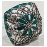 TEAL ACCENT FILIGREE RING